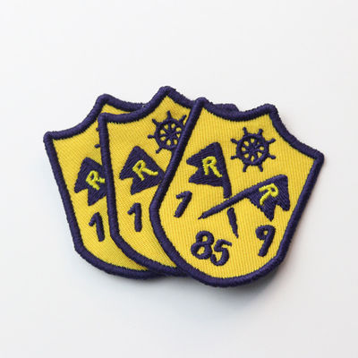 Custom Shield Embroidered Patch with Anchor Logo for Apparel Branding