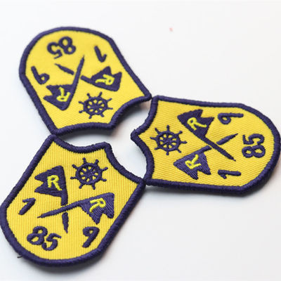 Custom Shield Embroidered Patch with Anchor Logo for Apparel Branding