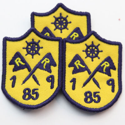 Custom Shield Embroidered Patch with Anchor Logo for Apparel Branding