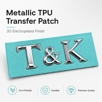 Niestandardowa etykieta termotransferowa TPU, wodoodporne naszywki 3D, metalowe przypinki, trwałe, łatwe do aplikacji, odpowiednie do odzieży, toreb, butów